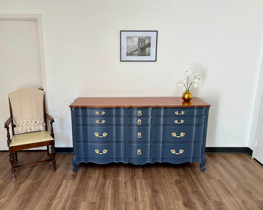 12-Drawer Dresser – Navy & Cherry Top