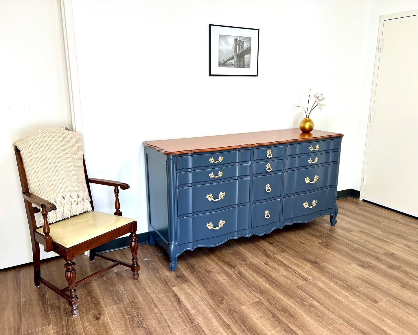 12-Drawer Dresser – Navy & Cherry Top
