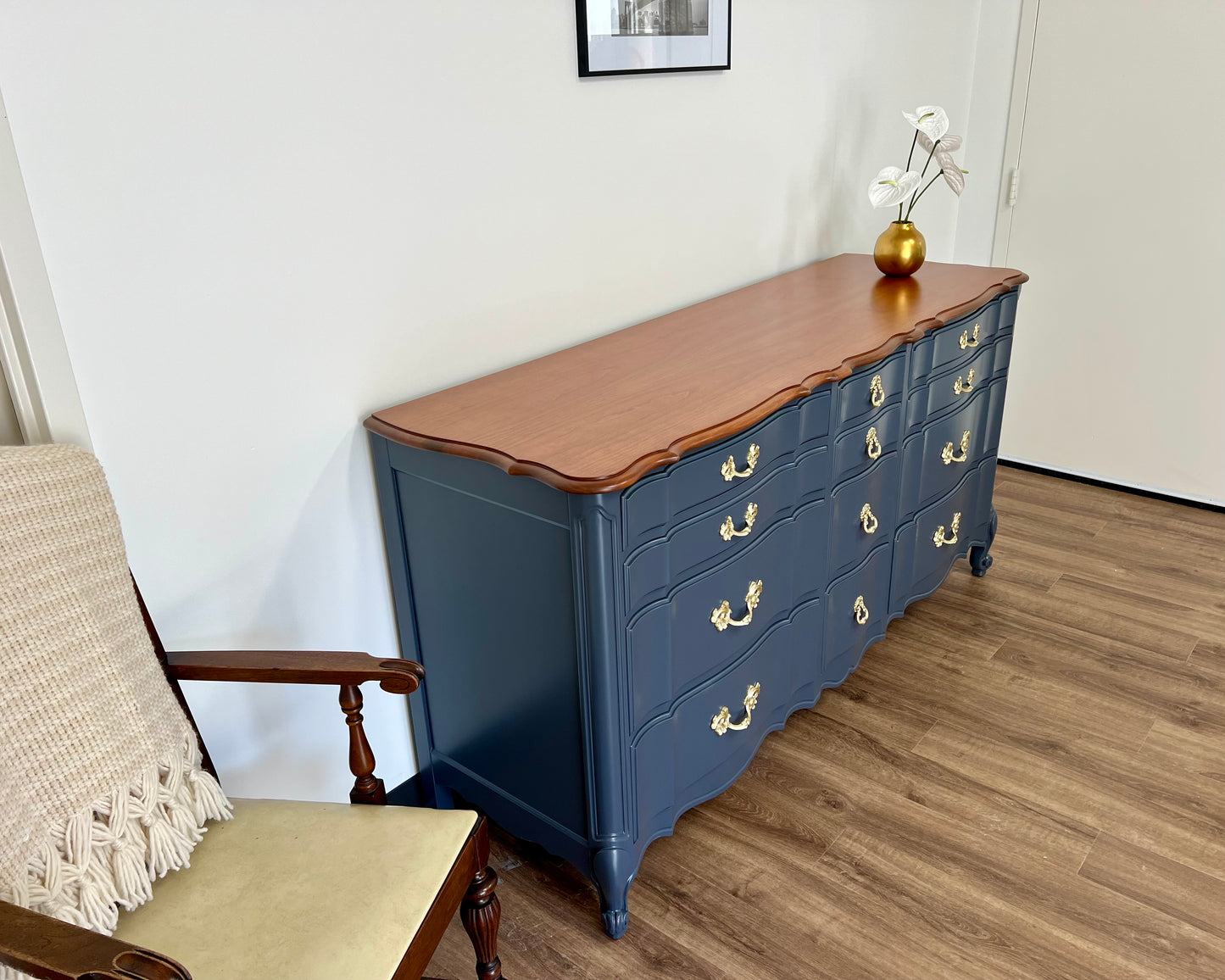 12-Drawer Dresser – Navy & Cherry Top