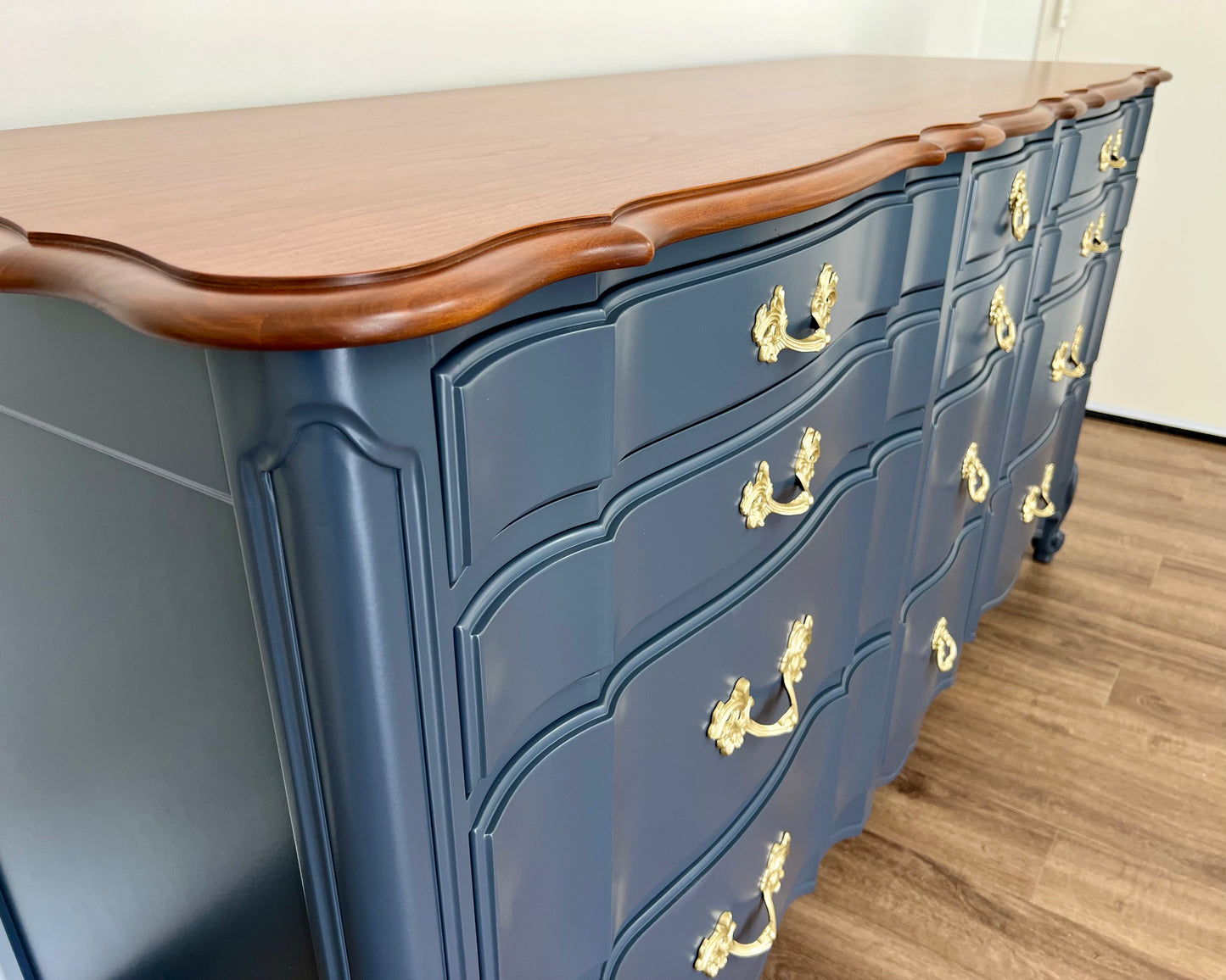 12-Drawer Dresser – Navy & Cherry Top