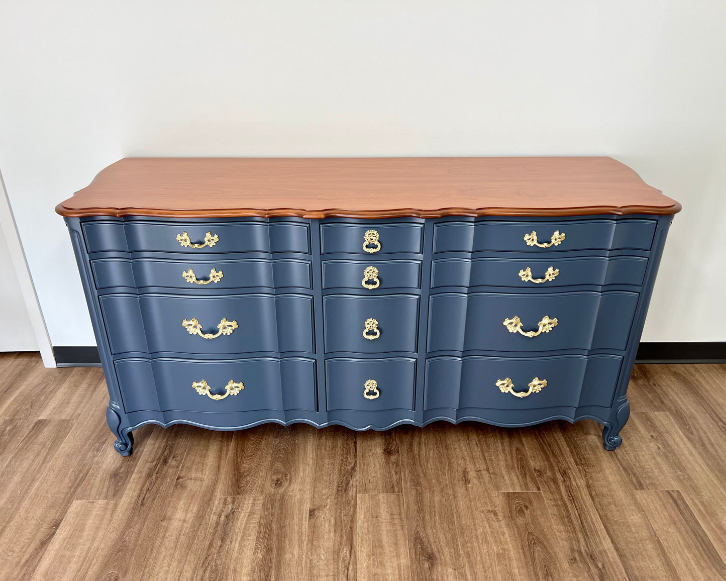 12-Drawer Dresser – Navy & Cherry Top