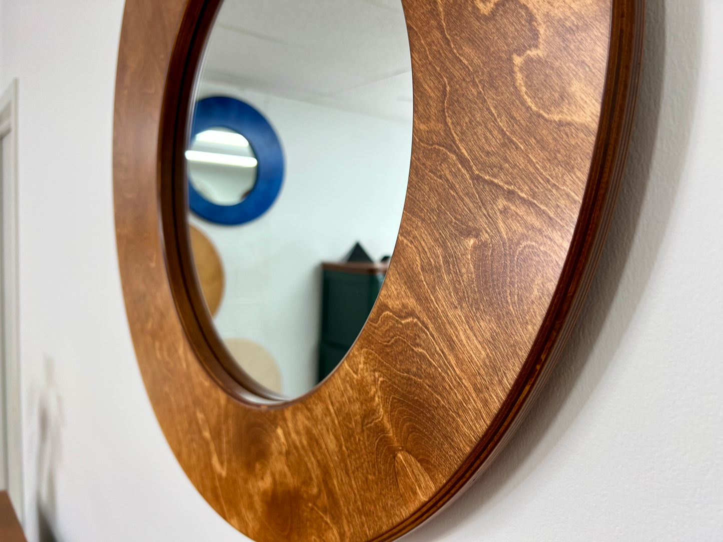BROWN MAHOGANY — 30” Asymmetrical Round Mirror