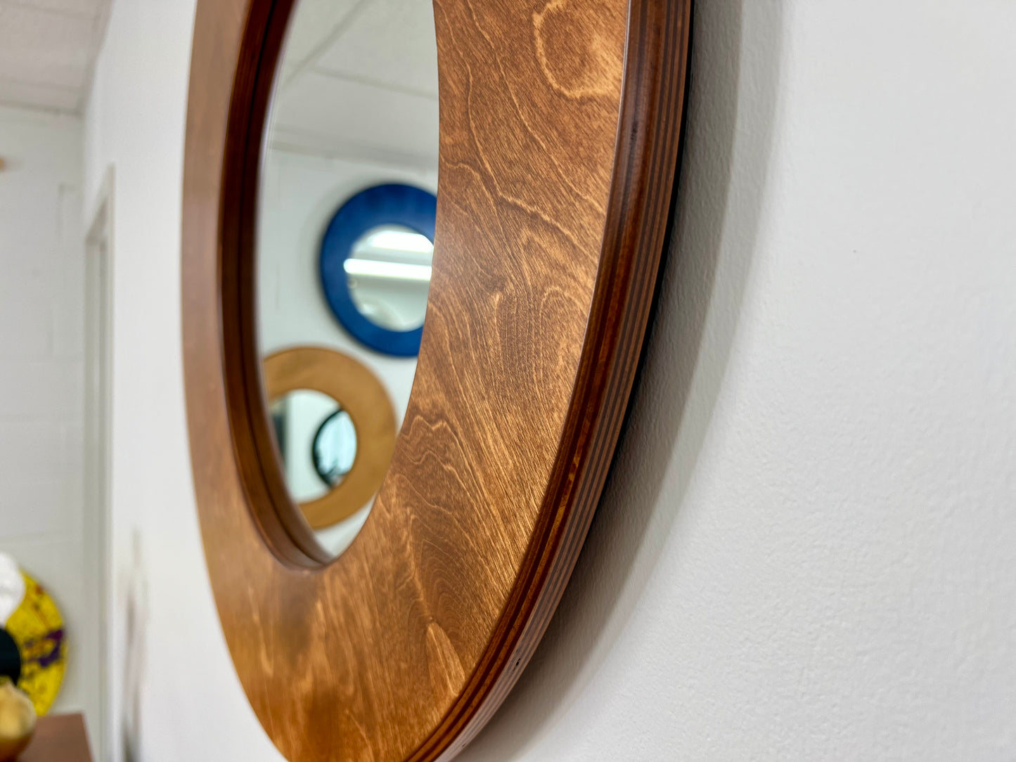 BROWN MAHOGANY — 30” Asymmetrical Round Mirror