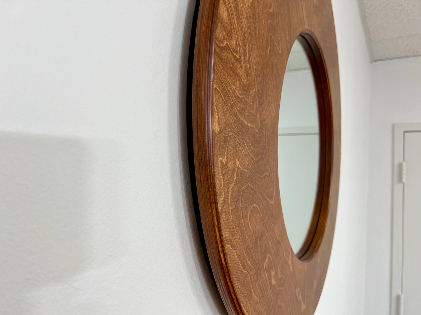 BROWN MAHOGANY — 30” Asymmetrical Round Mirror